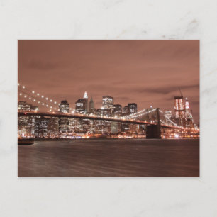Brooklyn Bridge bij nacht, New York City Briefkaart