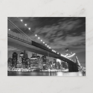 Brooklyn Bridge bij nacht, New York City Briefkaart