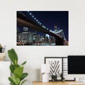 Brooklyn Bridge bij nacht, New York City Poster (Thuiskantoor)