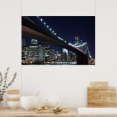 Brooklyn Bridge bij nacht, New York City Poster (Keuken)