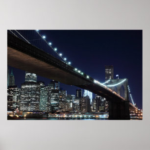 Brooklyn Bridge bij nacht, New York City Poster