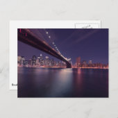 Brooklyn Bridge bij nacht - NYC Skyline Briefkaart (Voorkant / Achterkant)