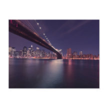 Brooklyn Bridge bij nacht - NYC Skyline