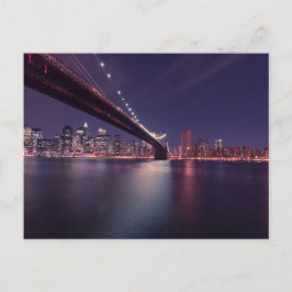Brooklyn Bridge bij nacht - NYC Skyline Briefkaart