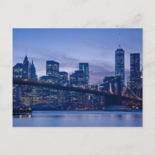 Brooklyn Bridge bij schemering Briefkaart