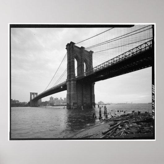 Brooklyn Bridge Black en White Photography Poster (Voorkant)