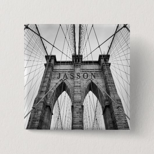 Brooklyn Bridge Black & White Foto Vierkante Button 5,1 Cm (Voorkant)