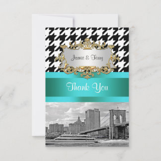 Brooklyn Bridge Blk Wht Houndstooth 2 Dank je Bedankkaart
