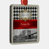 Brooklyn Bridge Blok Wat Houndstooth Kerstmis Metalen Ornament (Rechts)