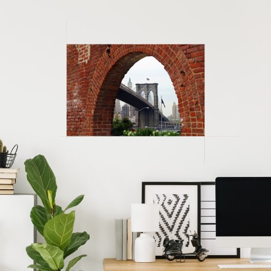 Brooklyn Bridge Brick Arch Poster (Thuiskantoor)
