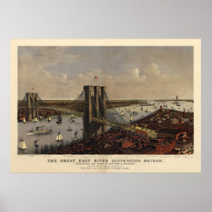 Brooklyn Bridge by en 1885) Poster