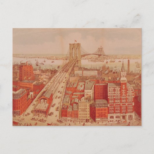 Brooklyn Bridge, c.1883 Briefkaart (Voorkant)