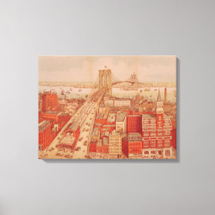 Brooklyn Bridge, c.1883 Canvas Afdruk
