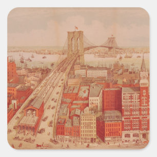 Brooklyn Bridge, c.1883 Vierkante Sticker