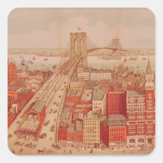 Brooklyn Bridge, c.1883 Vierkante Sticker (Voorkant)