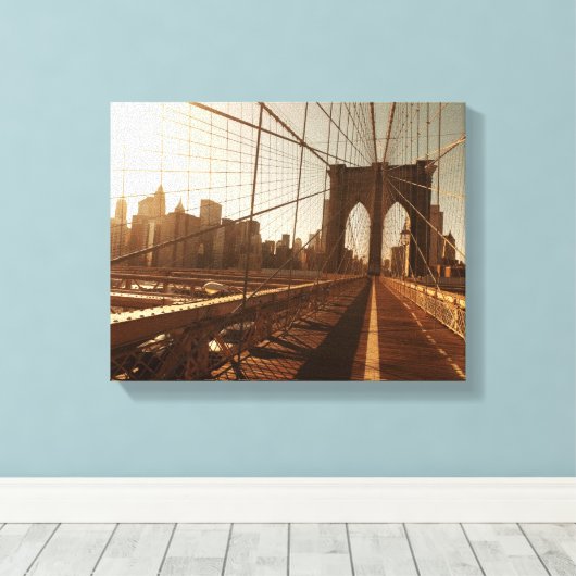 Brooklyn Bridge. Canvas Afdruk (Insitu (Houten vloer))