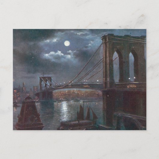 Brooklyn Bridge door Moonlight Briefkaart (Voorkant)