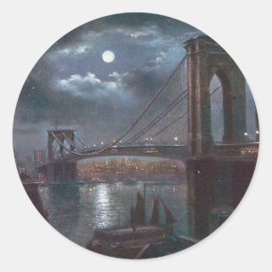 Brooklyn Bridge door Moonlight Ronde Sticker