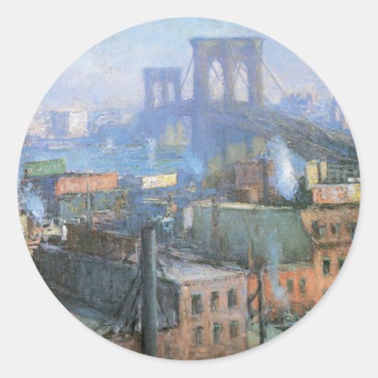 Brooklyn Bridge, East River, circa 1916 Ronde Sticker (Voorkant)