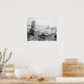 Brooklyn Bridge en dokken, 1905. Oude foto Poster (Keuken)