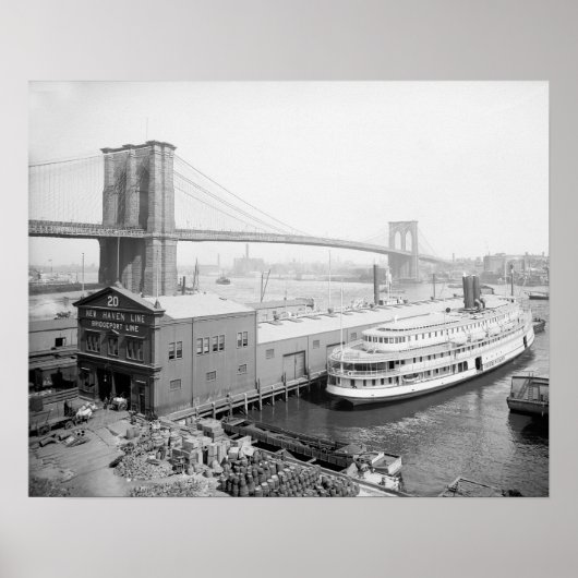 Brooklyn Bridge en dokken, 1905. Oude foto Poster (Voorkant)