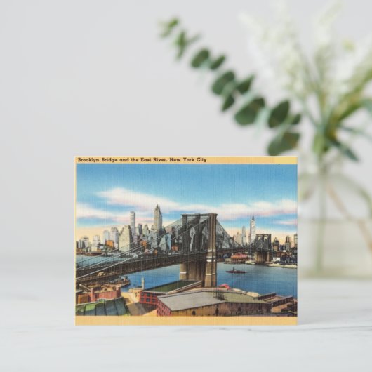 Brooklyn Bridge en East River, New York City, NY Briefkaart (Staand voorkant)