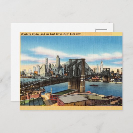 Brooklyn Bridge en East River, New York City, NY Briefkaart (Voorkant / Achterkant)