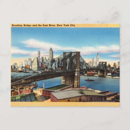 Brooklyn Bridge en East River, New York City, NY Briefkaart (Voorkant)