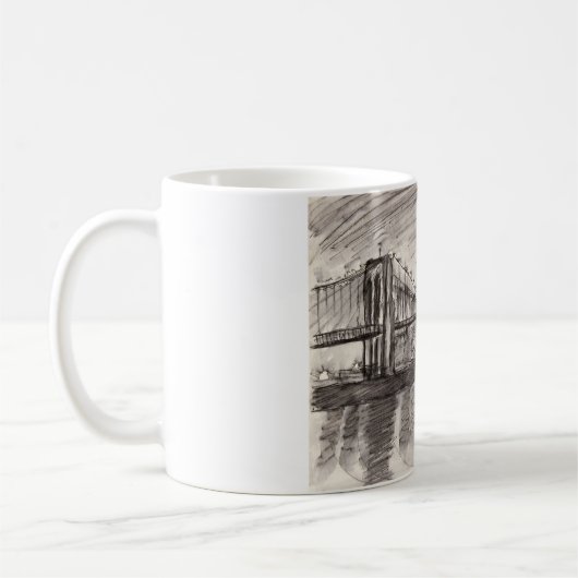 Brooklyn Bridge en een Grey Sky Koffiemok (Links)