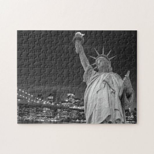 Brooklyn Bridge en het Vrijheidsbeeld Legpuzzel (Horizontaal)