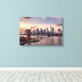 Brooklyn Bridge en Lower Manhattan Canvas Afdruk (Insitu (Houten vloer))