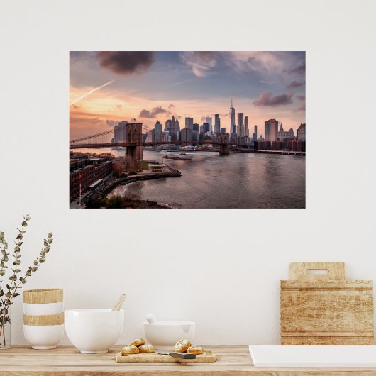 Brooklyn Bridge en Lower Manhattan Poster (Keuken)