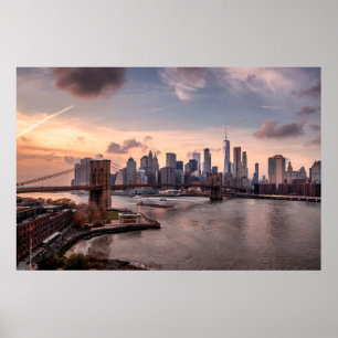 Brooklyn Bridge en Lower Manhattan Poster