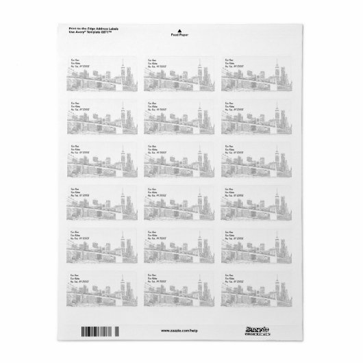 Brooklyn Bridge en Manhattan Skyline At Night, New Etiket (Full Sheet)