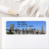 Brooklyn Bridge en Manhattan Skyline Etiket (Insitu)