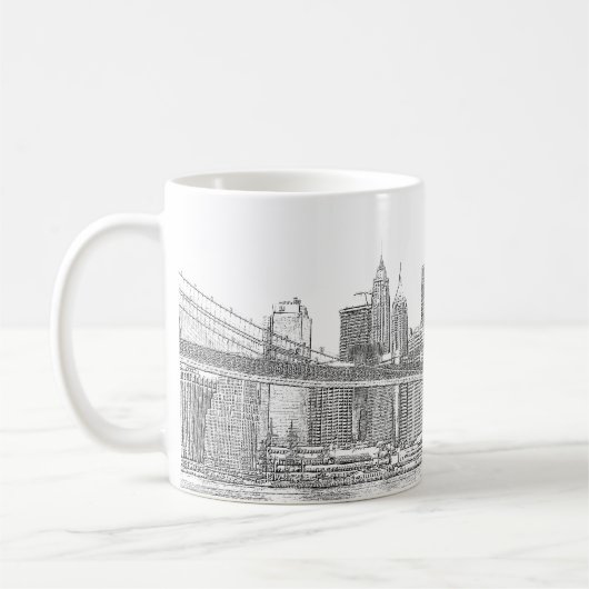 Brooklyn Bridge en Manhattan Skyline Koffiemok (Links)