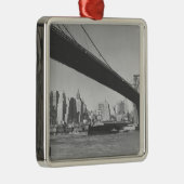 Brooklyn bridge en Manhattan skyline New York Metalen Ornament (Rechts)