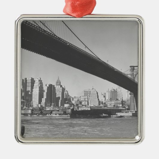 Brooklyn bridge en Manhattan skyline New York Metalen Ornament (Voorkant)
