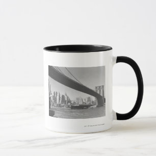 Brooklyn bridge en Manhattan skyline New York Mok