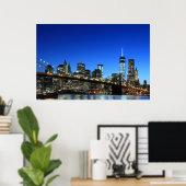 Brooklyn Bridge en Manhattan Skyline Poster (Thuiskantoor)