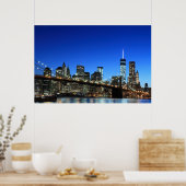 Brooklyn Bridge en Manhattan Skyline Poster (Keuken)