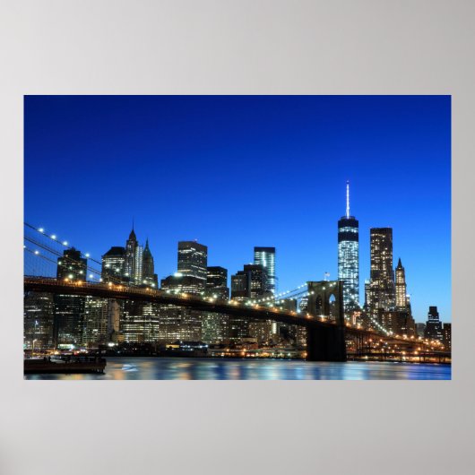 Brooklyn Bridge en Manhattan Skyline Poster (Voorkant)