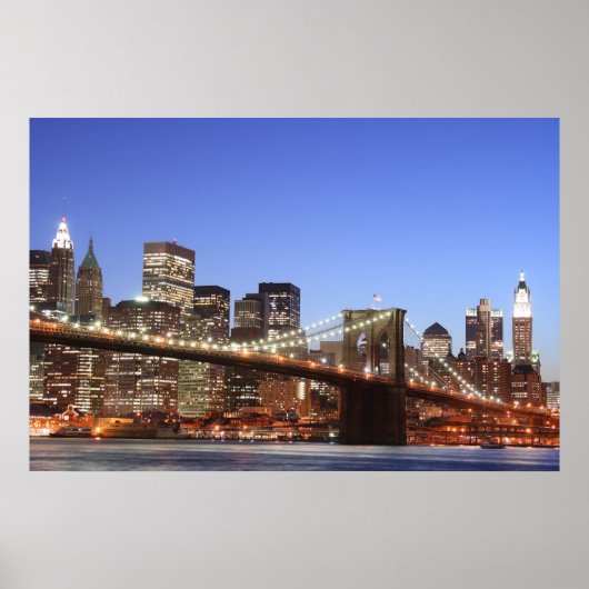 Brooklyn Bridge en Manhattan Skyline Poster (Voorkant)