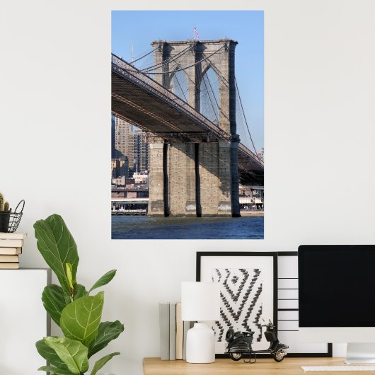 Brooklyn Bridge en Manhattan Skyline Poster (Thuiskantoor)