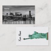 Brooklyn Bridge en Manhattan Skyline 's nachts Visitekaartje (Voorkant / Achterkant)