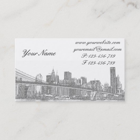 Brooklyn Bridge en Manhattan Skyline Visitekaartje (Voorkant)