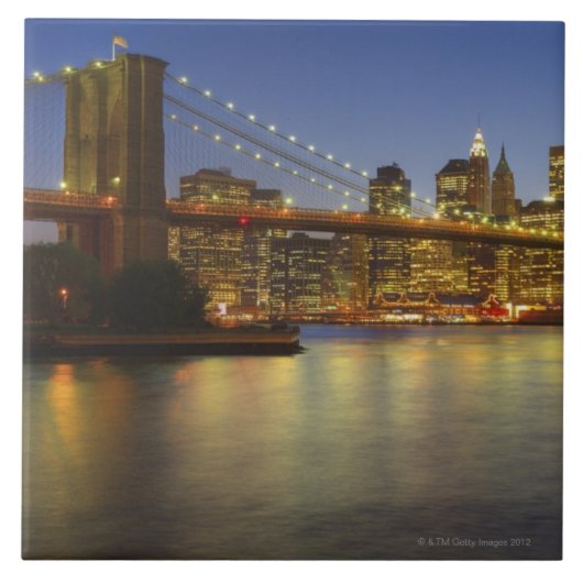 Brooklyn Bridge en New York City gebouwen Tegeltje (Voorkant)