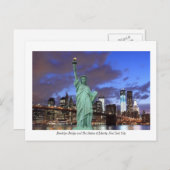 Brooklyn Bridge en The Statue of Liberty at Night Briefkaart (Voorkant / Achterkant)