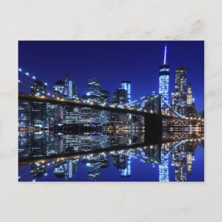 Brooklyn Bridge en The Statue of Liberty at Night Briefkaart