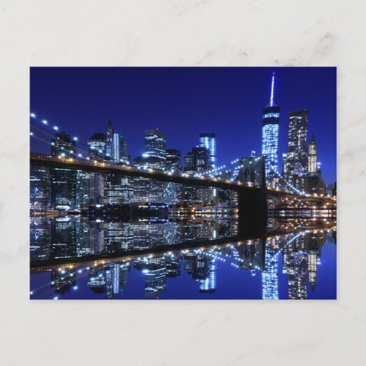 Brooklyn Bridge en The Statue of Liberty at Night Briefkaart (Voorkant)